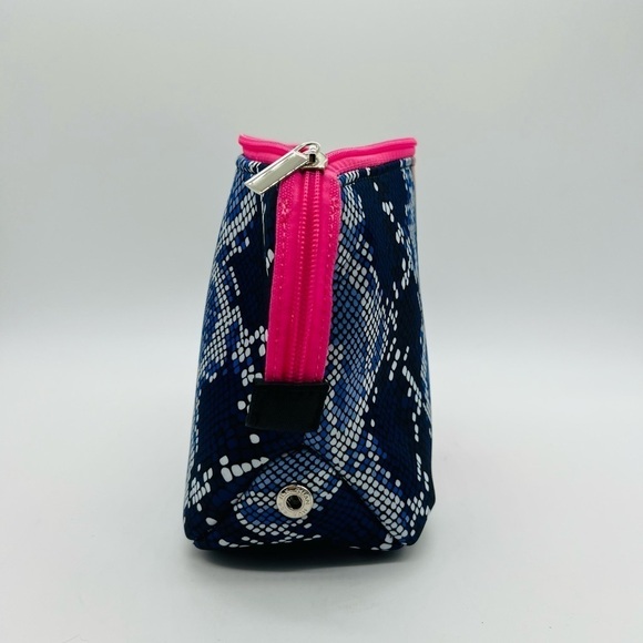 TAYLOR GRAY SARAH LARGE CARRYALL COSMETICS BAG BLUE SNAKESKIN PATTERN NWT - Picture 14 of 16